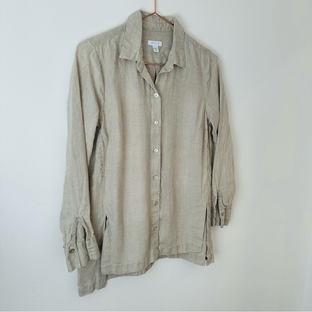 J. Jill Love Linen 100% linen long sleeve button down shirt with side slits - Picture 7 of 9